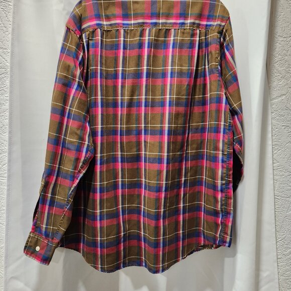 Men's Jean-Paul Germain Pink and brown flannel button-down shirt - Picture 2 of 3